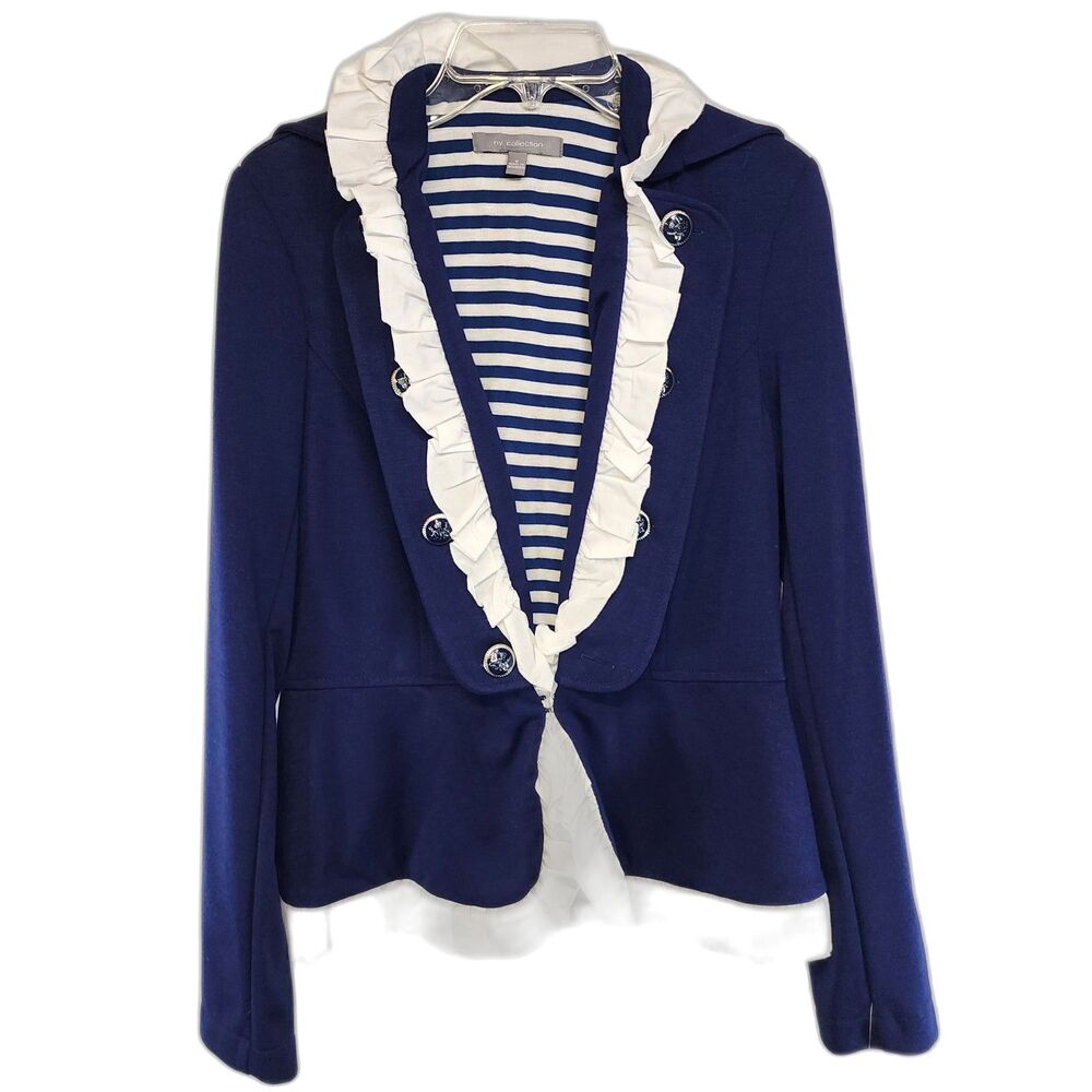 Vintage 90's NWT NY Collection Navy Blue Sailor Style Blazer Jacket Size S